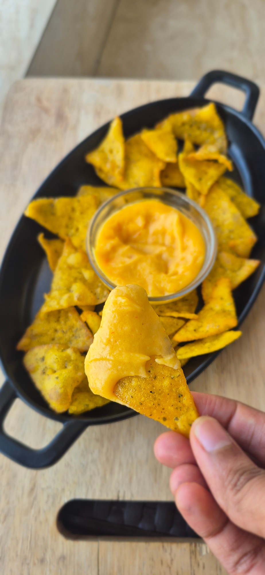 Nachos with Homemade Cheese Dip